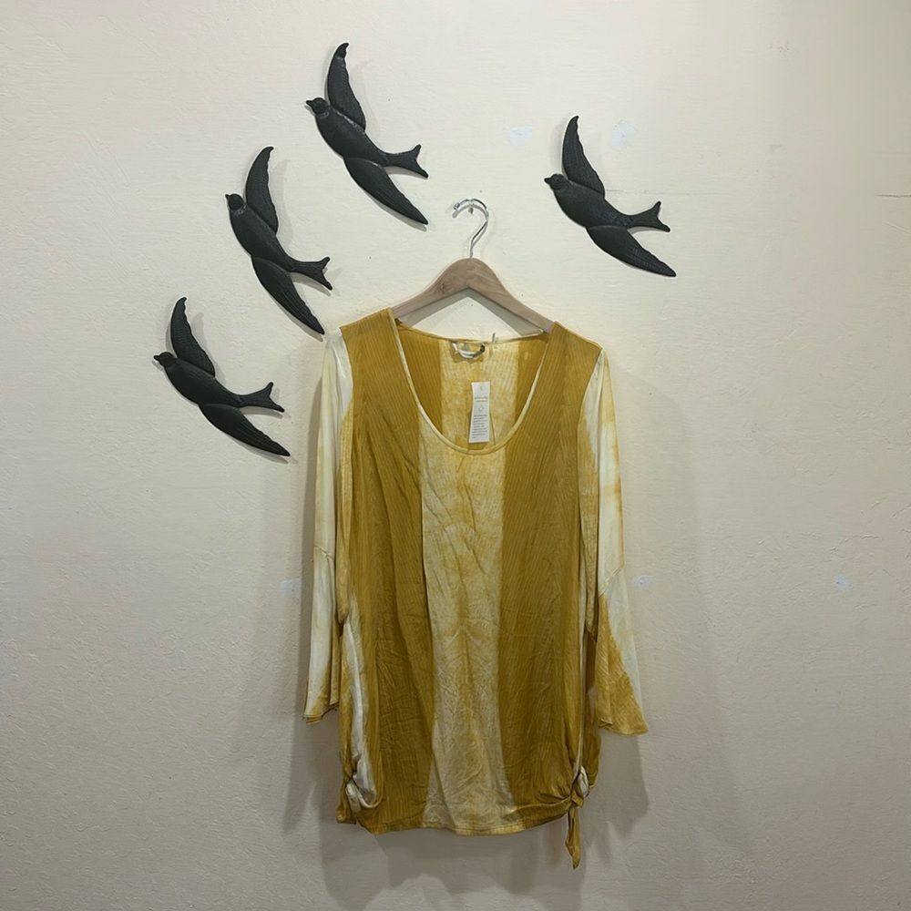 NEW! Soft Surroundings Yellow Scoop Neck Tunic ~ Side Ties ~ M